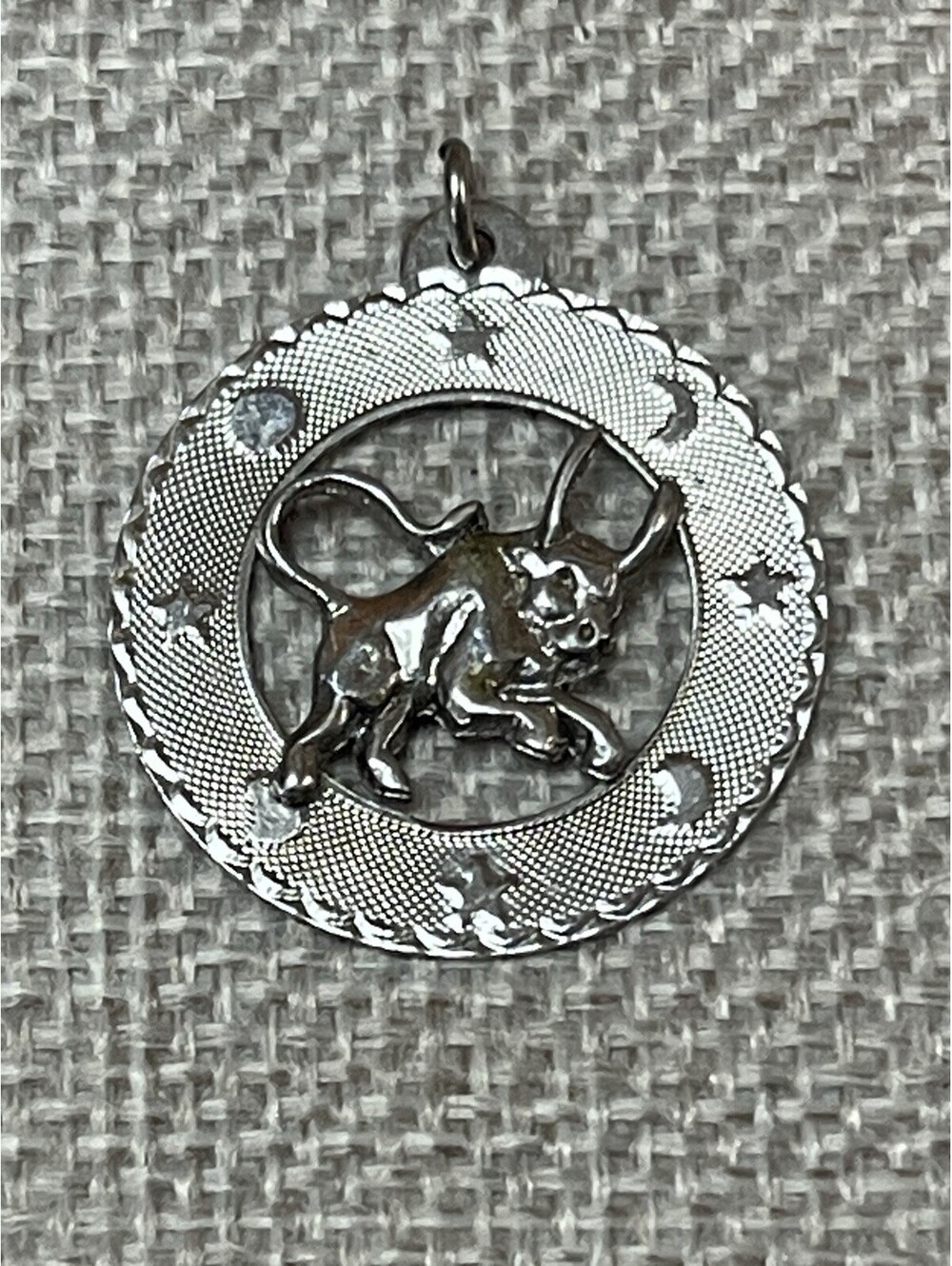 Vtg Asco Sterling Silver Taurus Bull Zodiac Pendant